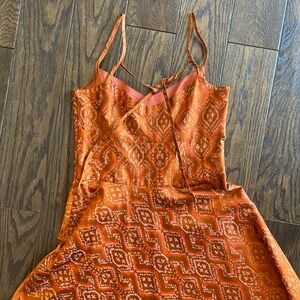 Banana Republic Vibrant Orange Silk Patterned Dress